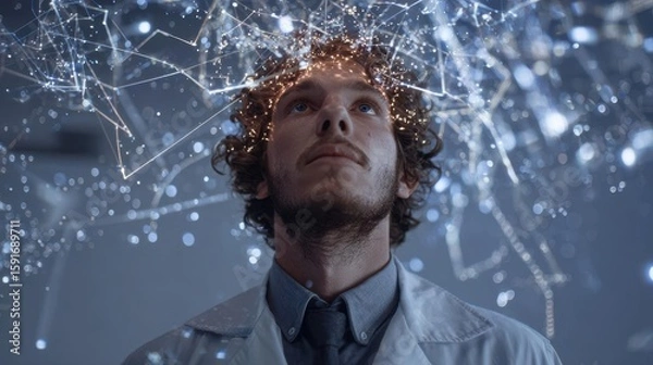 Fototapeta Futuristic Insight Man with Neural Networks