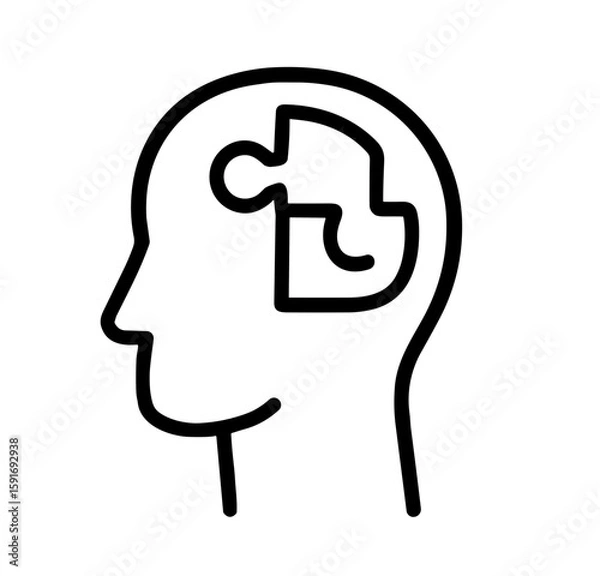 Fototapeta Disability and Accessible Living icons with puzzle piece in brain design  