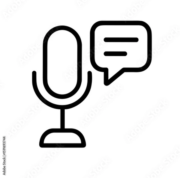 Fototapeta Microphone icon with speech bubble for disability and accessible living  