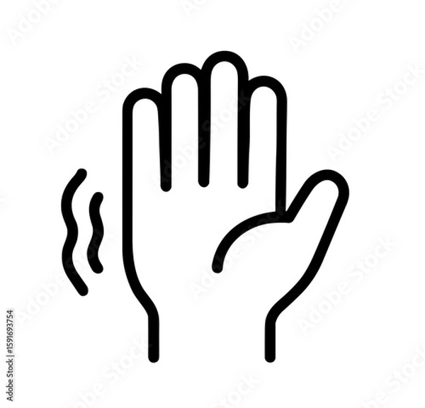 Fototapeta Hand waving gesture symbol in minimal line art style  