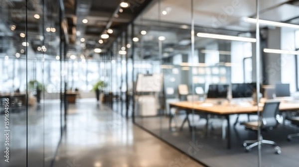 Fototapeta Blurred modern office interior