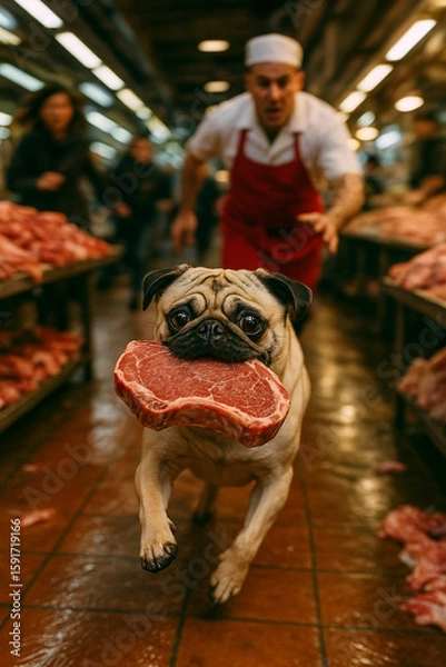 Obraz Mops auf der Flucht 