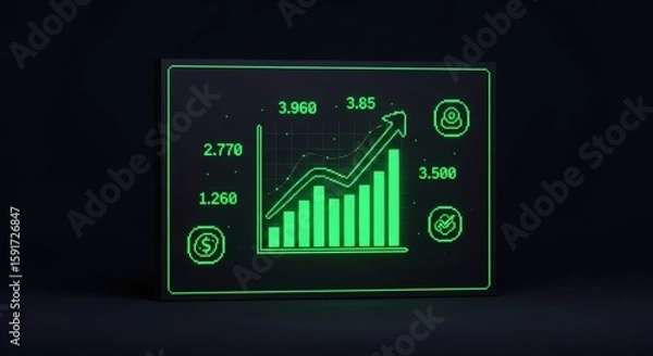 Fototapeta High-Quality 3D Financial Market and Investment Graphics with Charts, Analytics, Data Interfaces, Fintech Icons, and Trading Visuals – Perfect for Stock Market, Banking, and Business Projects