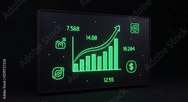 Fototapeta High-Quality 3D Financial Market and Investment Graphics with Charts, Analytics, Data Interfaces, Fintech Icons, and Trading Visuals – Perfect for Stock Market, Banking, and Business Projects