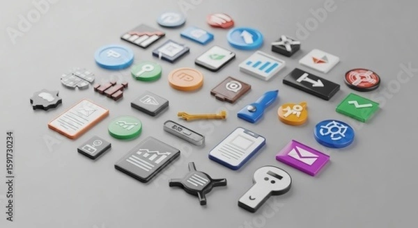 Fototapeta High-Quality 3D Financial Market and Investment Graphics with Charts, Analytics, Data Interfaces, Fintech Icons, and Trading Visuals – Perfect for Stock Market, Banking, and Business Projects