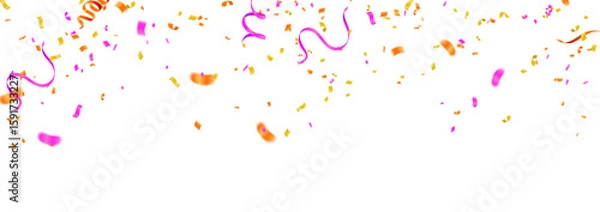 Fototapeta Colorful Confetti and Streamers Falling from Above A Fun and Vibrant Celebration Frame Background for Parties Birthdays Festivals and Special Occasions That Need Excitement and Joy