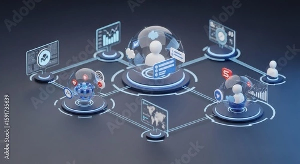 Fototapeta High-Quality 3D Financial Market and Investment Graphics with Charts, Analytics, Data Interfaces, Fintech Icons, and Trading Visuals – Perfect for Stock Market, Banking, and Business Projects