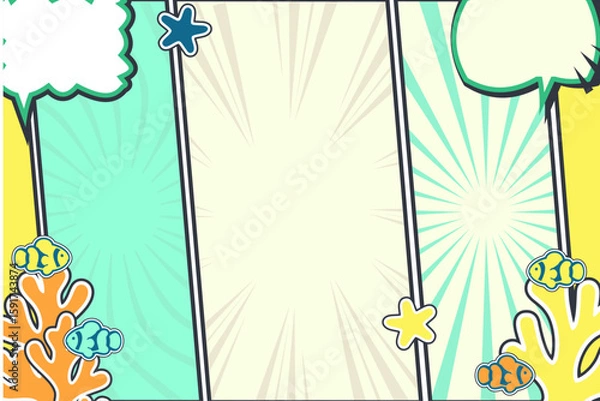 Obraz Cartoon Style Blank Comic Strip for Fun School Projects, Communication Graphics, and Media Templates