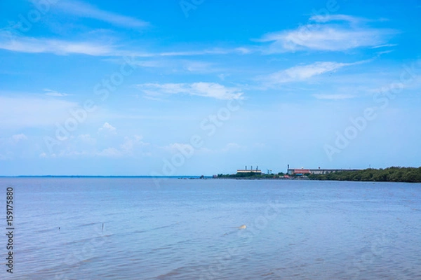 Obraz A seaside town on a clear day.