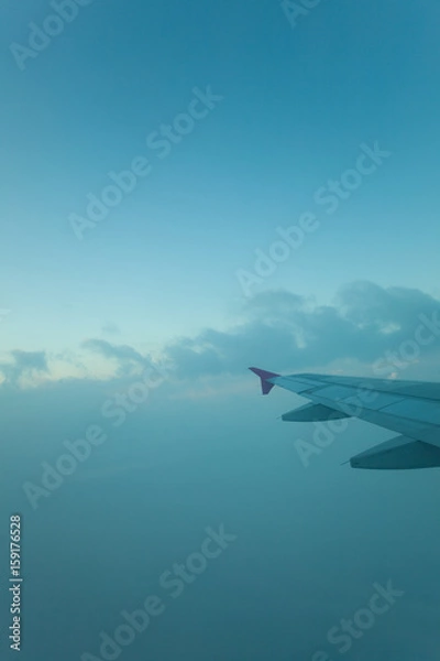 Fototapeta View from plane window, cloud sky