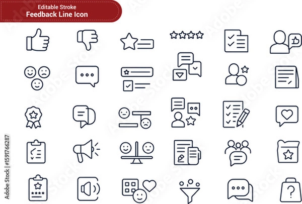 Obraz Feedback Icon Set – Communication, Review & User Opinion Symbols