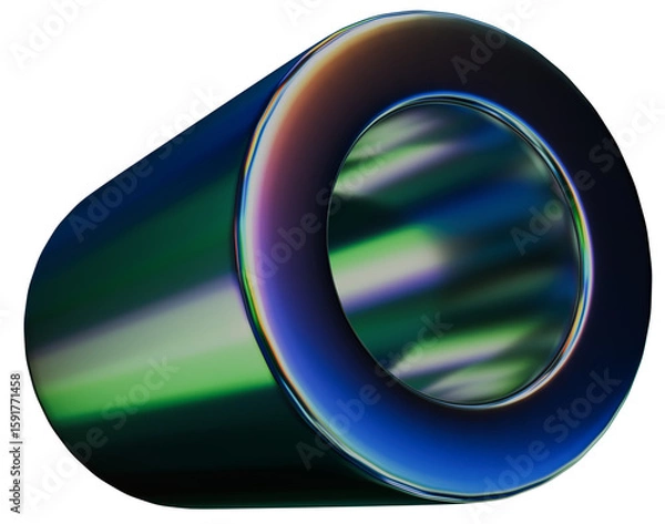 Obraz Tube 3D Iridescent Chrome Metallic Abstract Shape