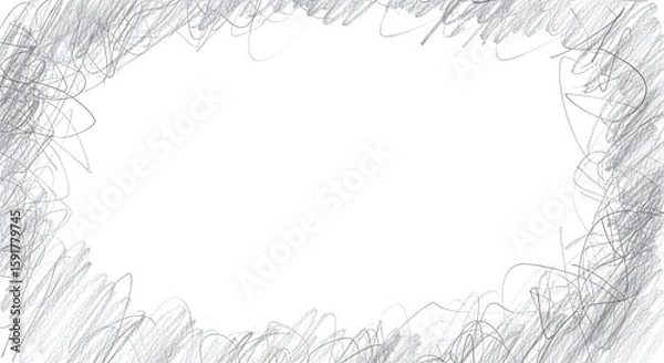Fototapeta Abstract Pencil Sketch Frame: A White Canvas with Gray Scribbles