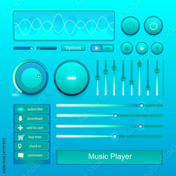 Fototapeta music player on blue texture vector