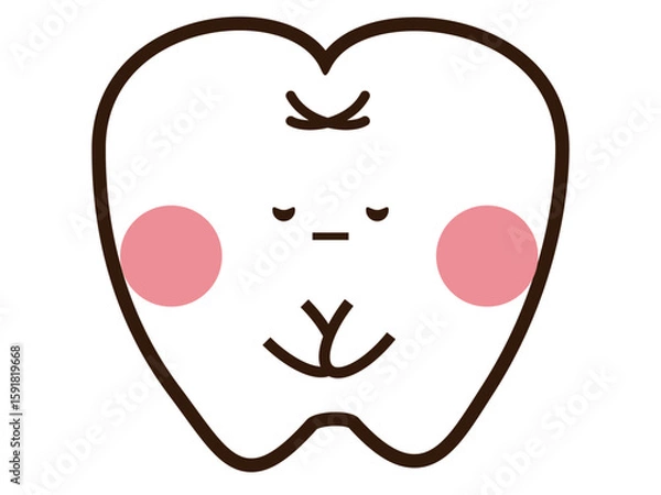 Fototapeta お詫びをしているかわいい歯のマスコットキャラクター