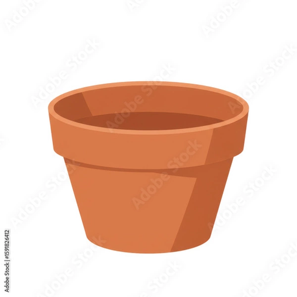 Fototapeta Empty terracotta flower pot on a white background, suitable for gardening projects