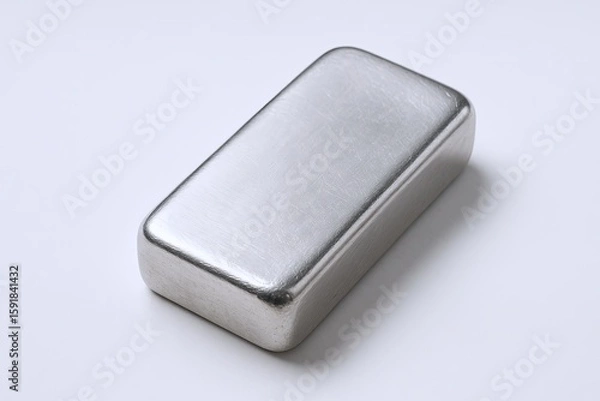 Obraz Sleek Silver Metal Rectangular Container with Smooth Surface and Rounded Edges.