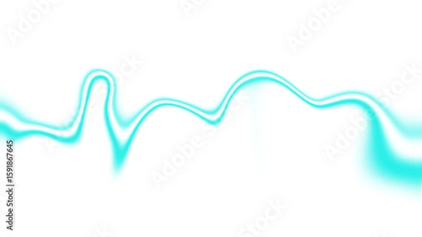 Obraz Electric cyan neon wave line on transparent background. Glowing pulse abstract design. Smooth curve motion blur. Bright shimmer light trail. Futuristic tech energy stream. Minimal high-voltage 
