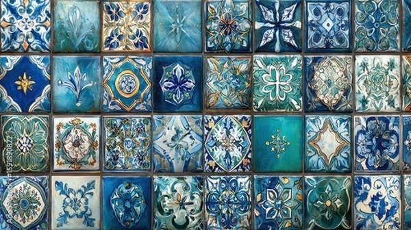 Fototapeta Colorful patterned tile design
