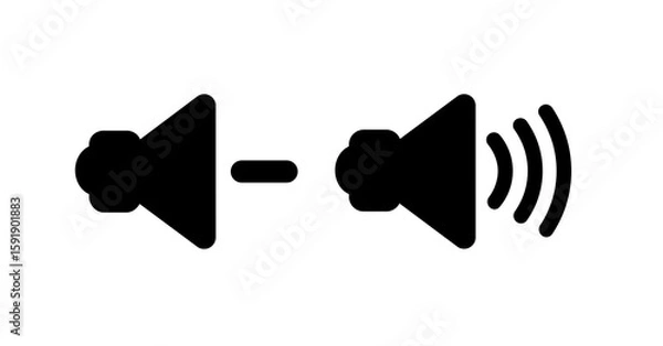 Fototapeta Mute and Volume Icons: Simple Bold Black Graphic Design Elements