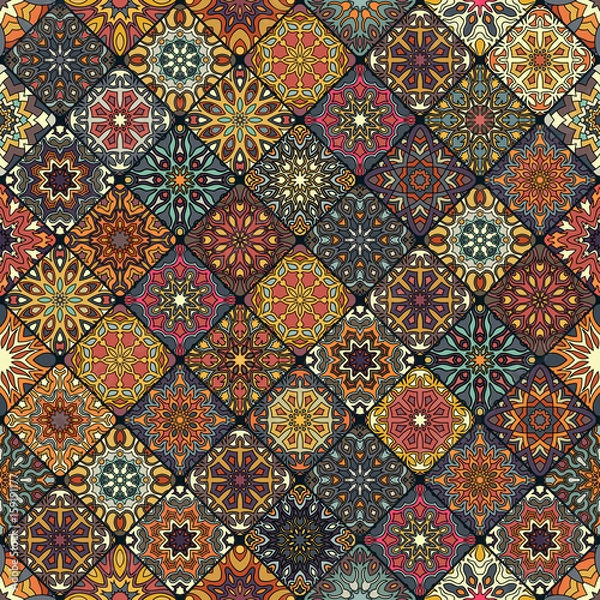 Fototapeta Seamless pattern. Vintage decorative elements. Hand drawn background. Islam, Arabic, Indian, ottoman motifs. Perfect for printing on fabric or paper.