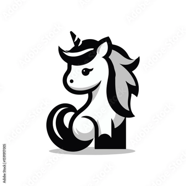 Fototapeta  A unicorn foal with a rainbow mane