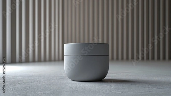 Obraz Minimal round cosmetic container on neutral background for skincare product packaging and branding display.