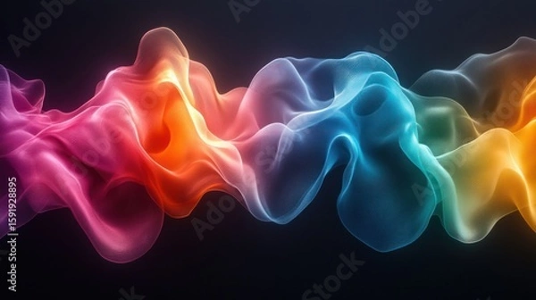 Fototapeta Abstract Colorful Waves Flowing Across Dark Background