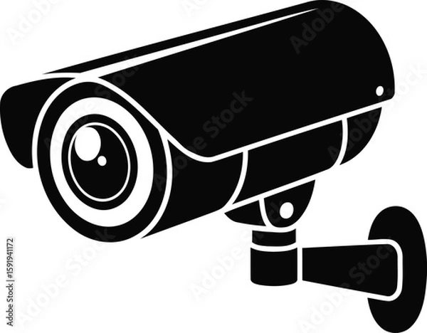 Obraz CCTV Security Camera Silhouette Vector  Design, Transparent Background.