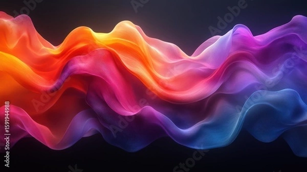 Fototapeta Abstract Colorful Waves Flowing in a Dark Background