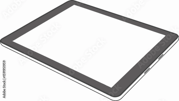 Fototapeta Vector Sleek grey tablet computer with blank white screen, perfect for modern digital tasks