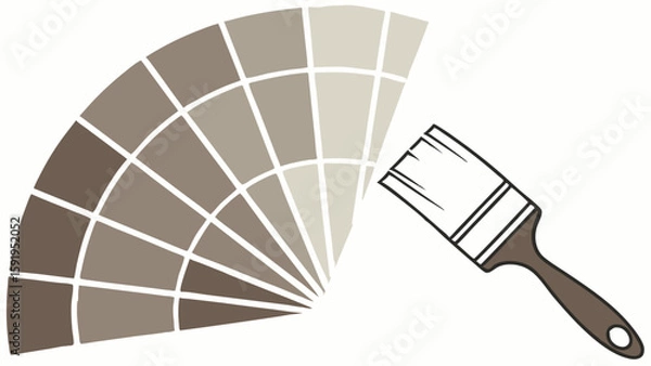 Fototapeta Vector Color palette featuring taupe shades with paintbrush, ideal for design projects