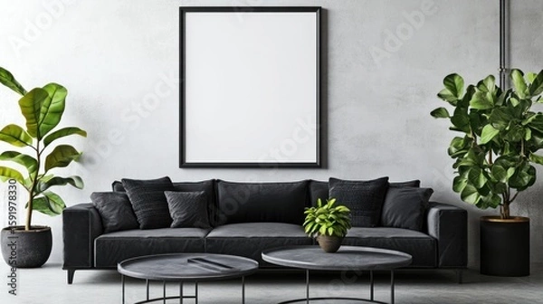 Fototapeta Modern minimalist living room mockup (1)