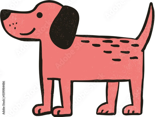 Fototapeta Cartoon dog standing happily with a playful expression and colorful design  