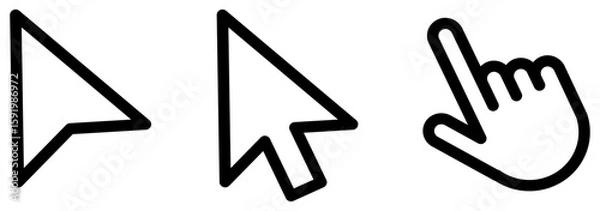 Obraz コンピューターのマウスカーソルアイコン。ポインタ、矢印、手のカーソル線画