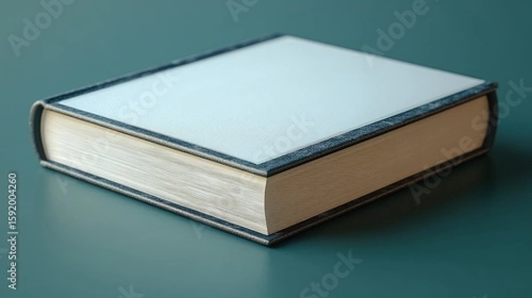 Fototapeta Blank Hardcover Book Mockup on Green Surface
