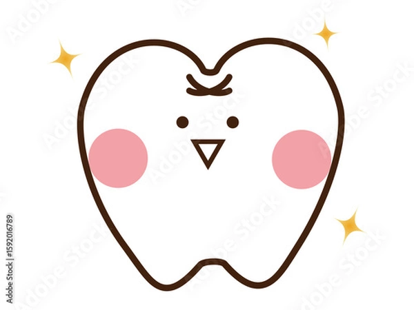 Fototapeta きらきらかわいい歯のマスコットキャラクター