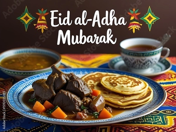 Obraz Eid alAdha Feast Meat  Pancakes.