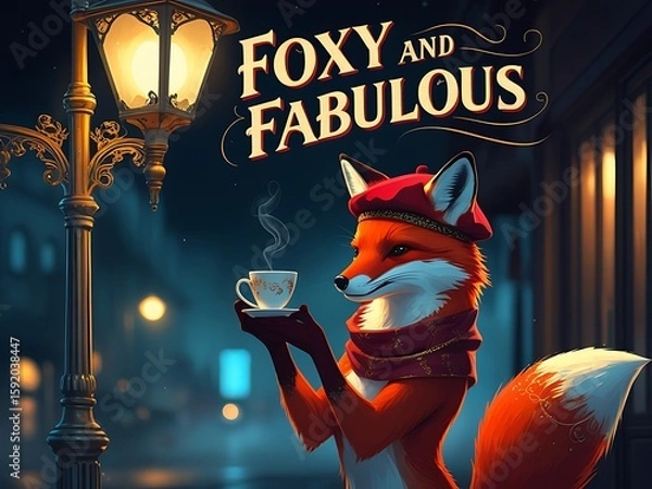 Obraz Foxy tea with city night, and elegant.