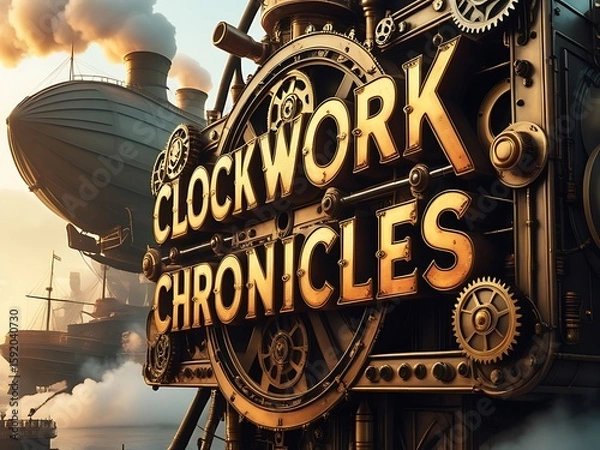 Obraz Steampunk Airship Clockwork Chronicles.