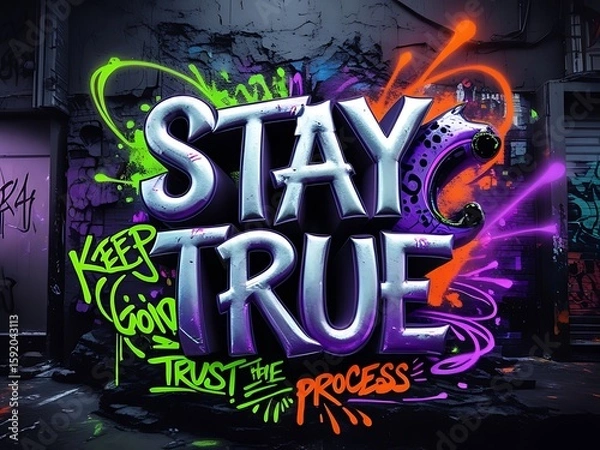 Obraz Stay True Graffiti Art Wall.