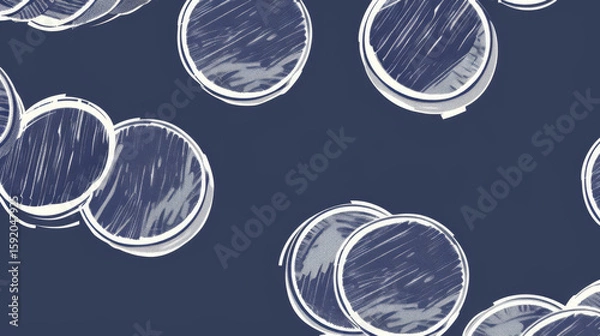 Fototapeta White Outlined Coins on Dark Background, Generative AI Illustration