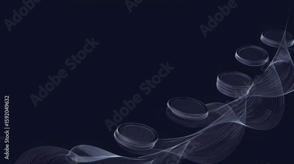 Fototapeta White Outlined Coins on Dark Background, Generative AI Illustration