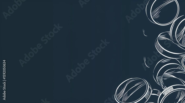 Fototapeta White Outlined Coins on Dark Background, Generative AI Illustration