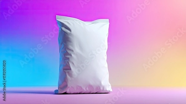Fototapeta Blank food bag on vibrant gradient background