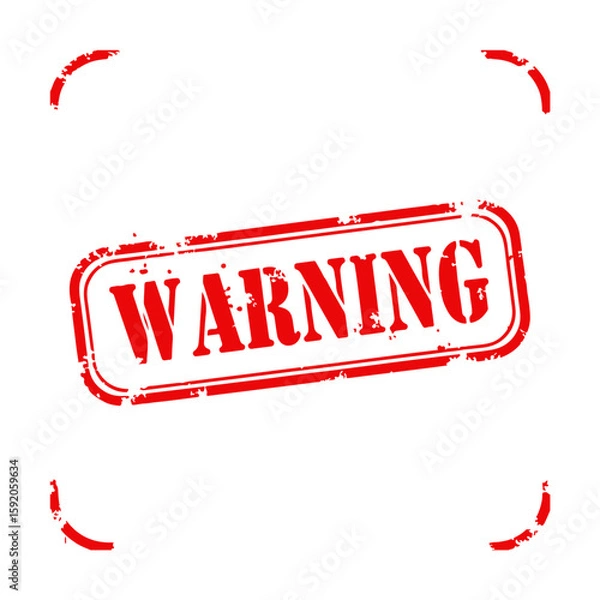 Fototapeta Warning red grunge rubber stamp. Red Warning Stamp. Grunge Warning Sign with Copy Space. Textured Warning Stamp isolated on Transparent Background