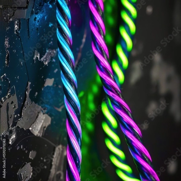 Fototapeta abstract background with colorful cables