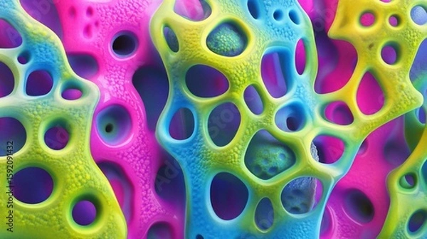 Fototapeta Colorful porous forms abstract background texture