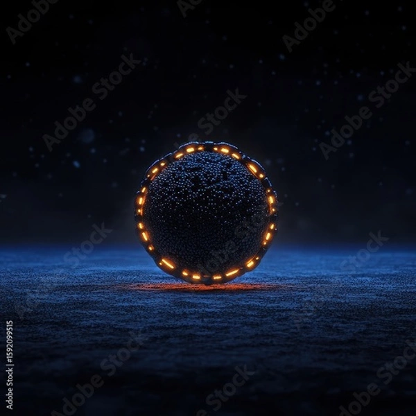 Obraz Abstract Glowing Sphere with Neon Effects in Dark Environment