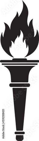 Obraz A Black Torch Symbolizing Guidance and Inspiration Silhouette of a Burning Torch Suggesting Enlightenment and Knowledge